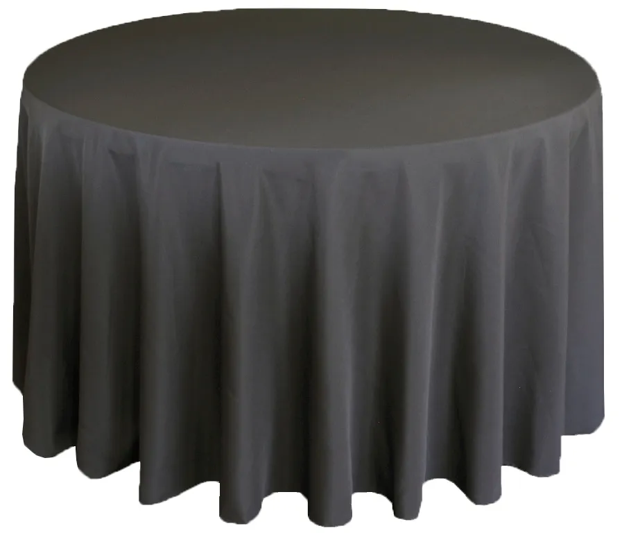 Charcoal Poly Linen - 132" Round