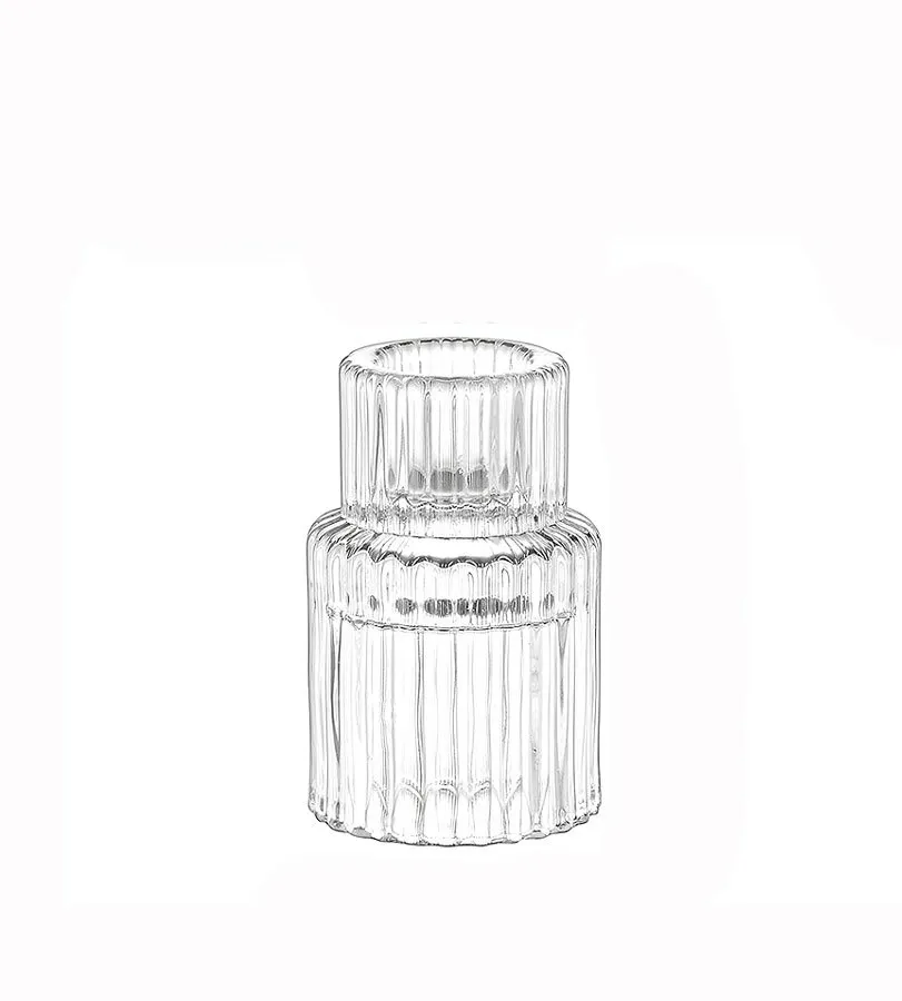Ribbed Glass Candle Holder