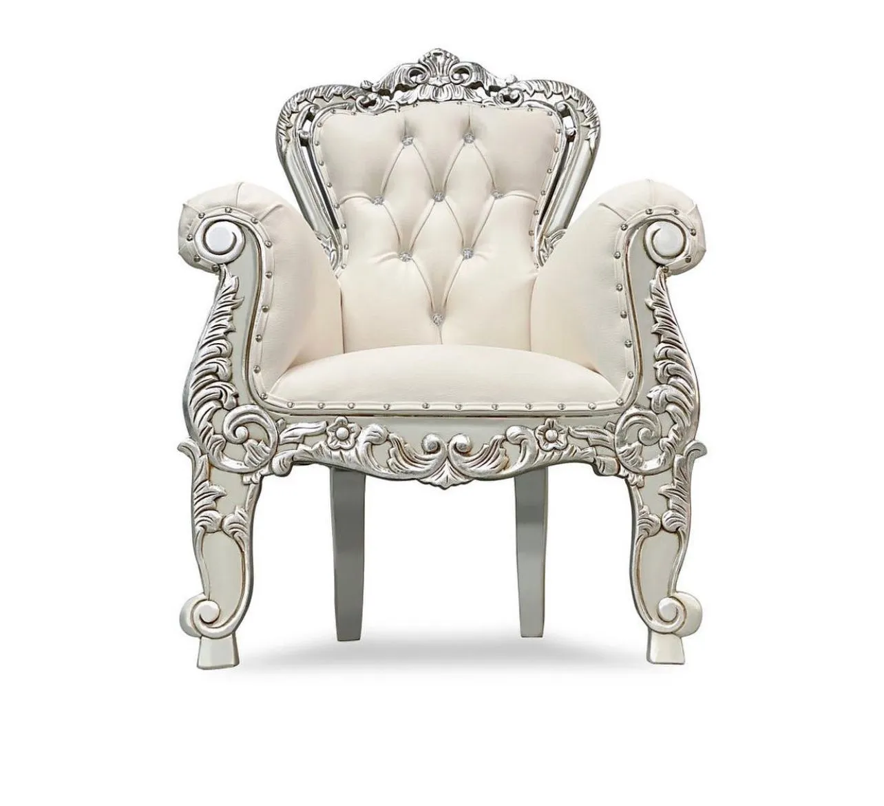 CHILD WHITE THRONE WITH SILVER TRIM