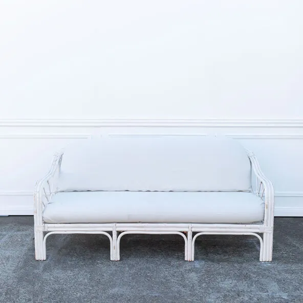 Three Seater Cane Lounge - White
