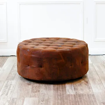Ottoman - Brown Leather