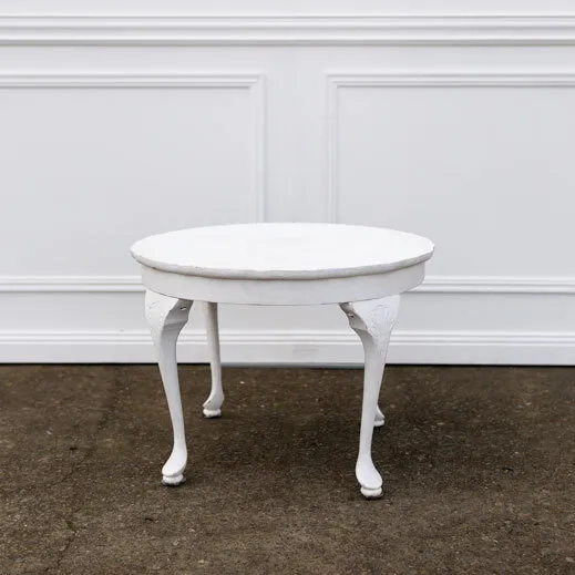 Round Ornate Side Table - White