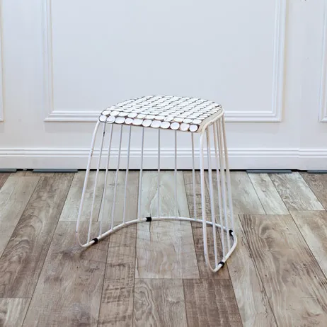 Bamboo Side Table - White