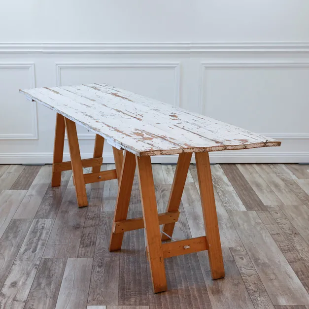 Rustic White Timber Trestle - 2.2m