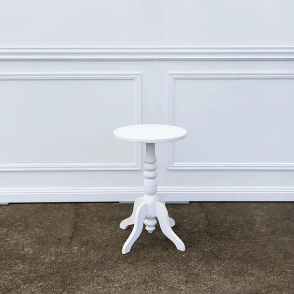 Round Timber Side Table - White