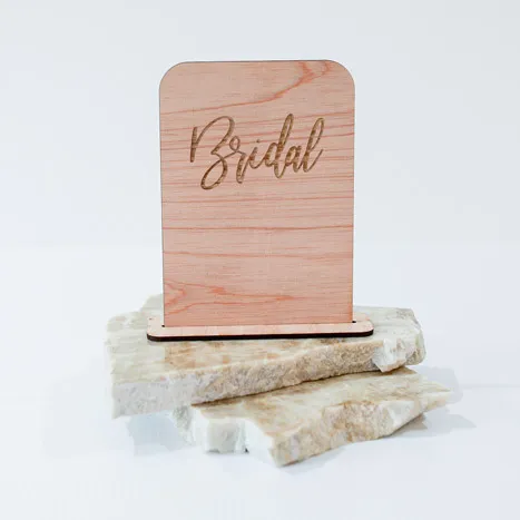 Table Number - Square Timber - Etched (B-6)