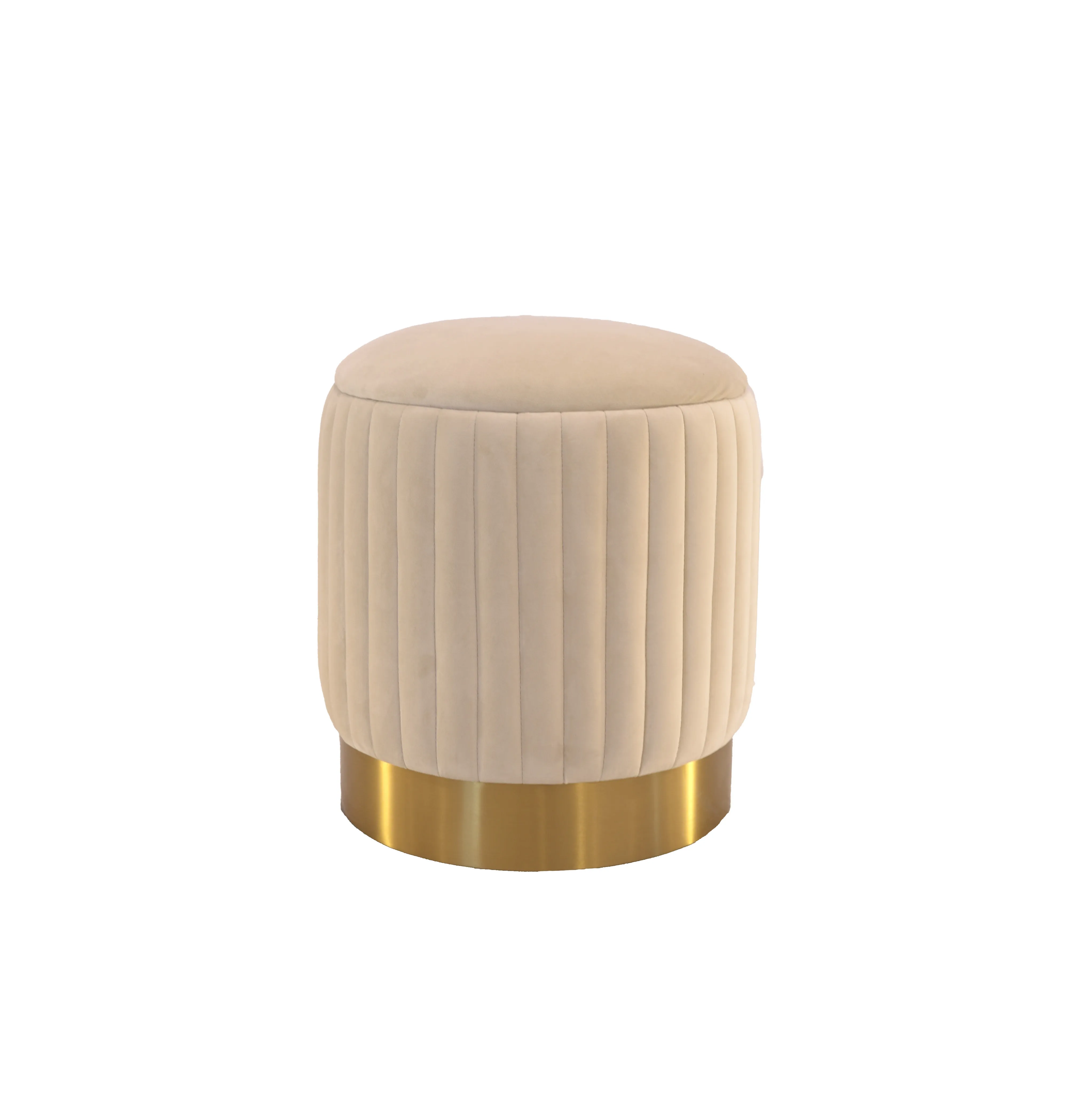 Velvet Ottoman - Stone