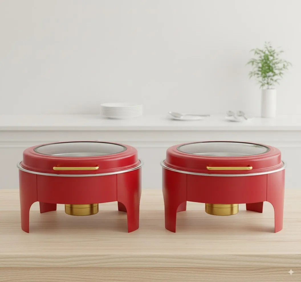 Luxury Red Round Chafing DIsh -6L