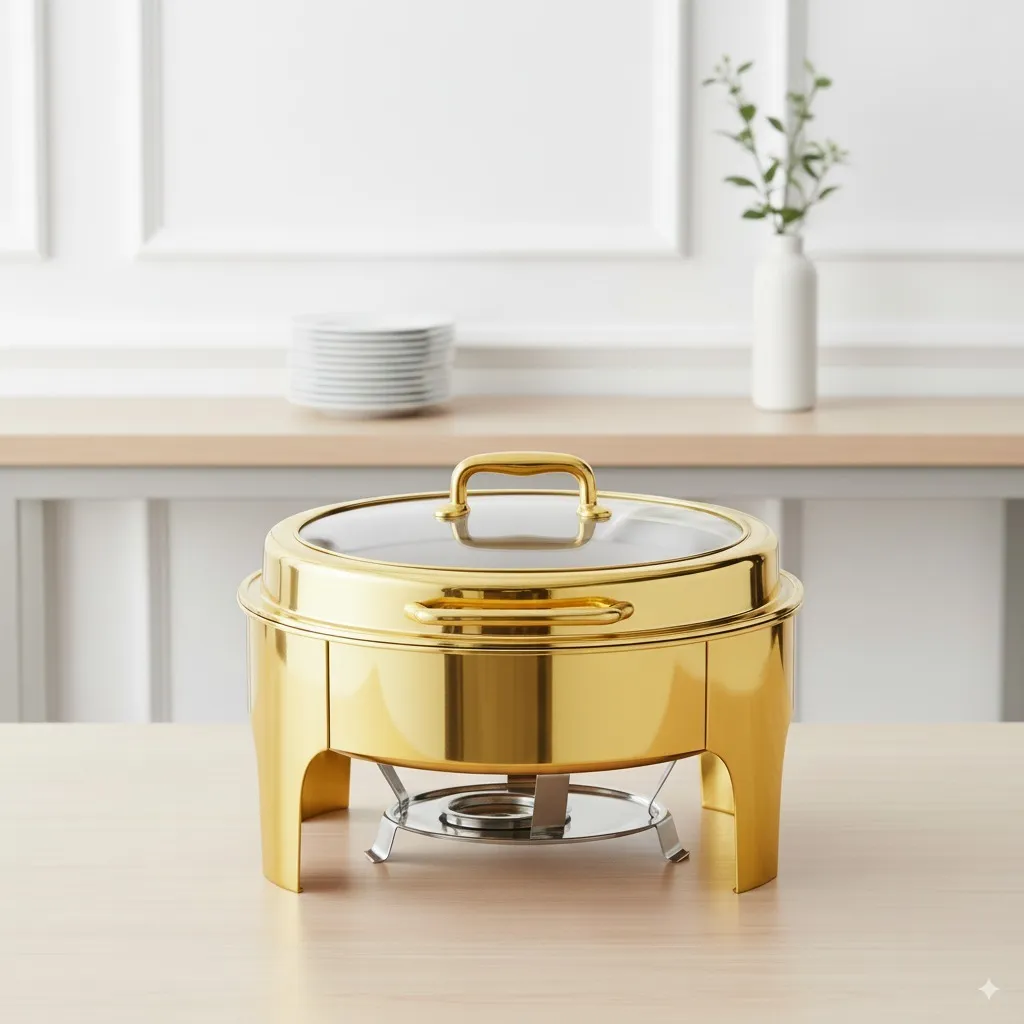 Luxury Round Glass-Top Chafing Dish Rental -6Q