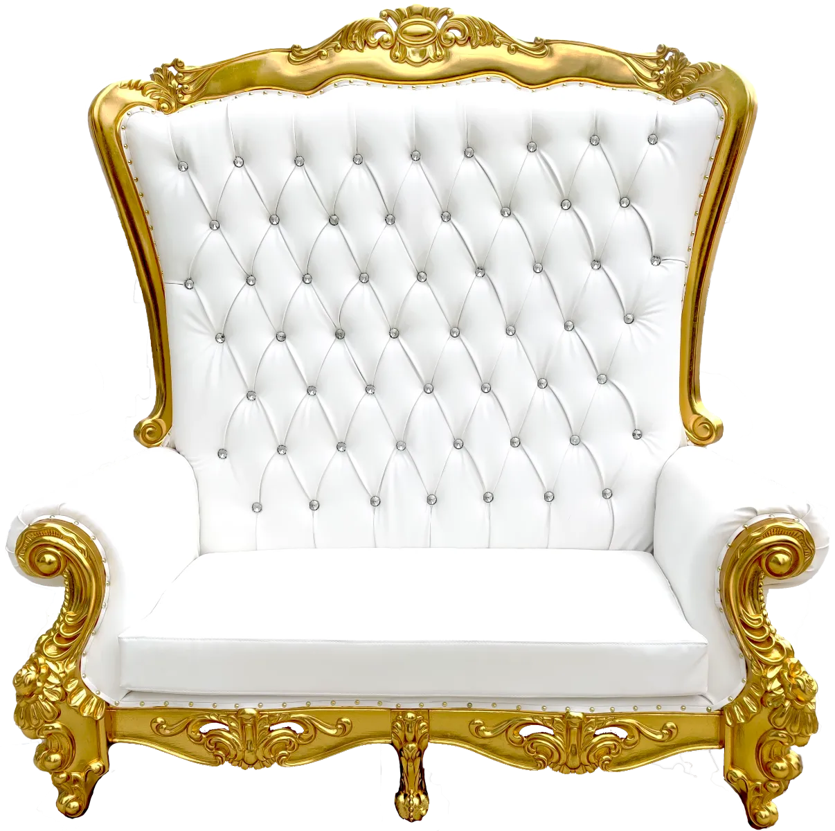 Gold and white throne loveseat