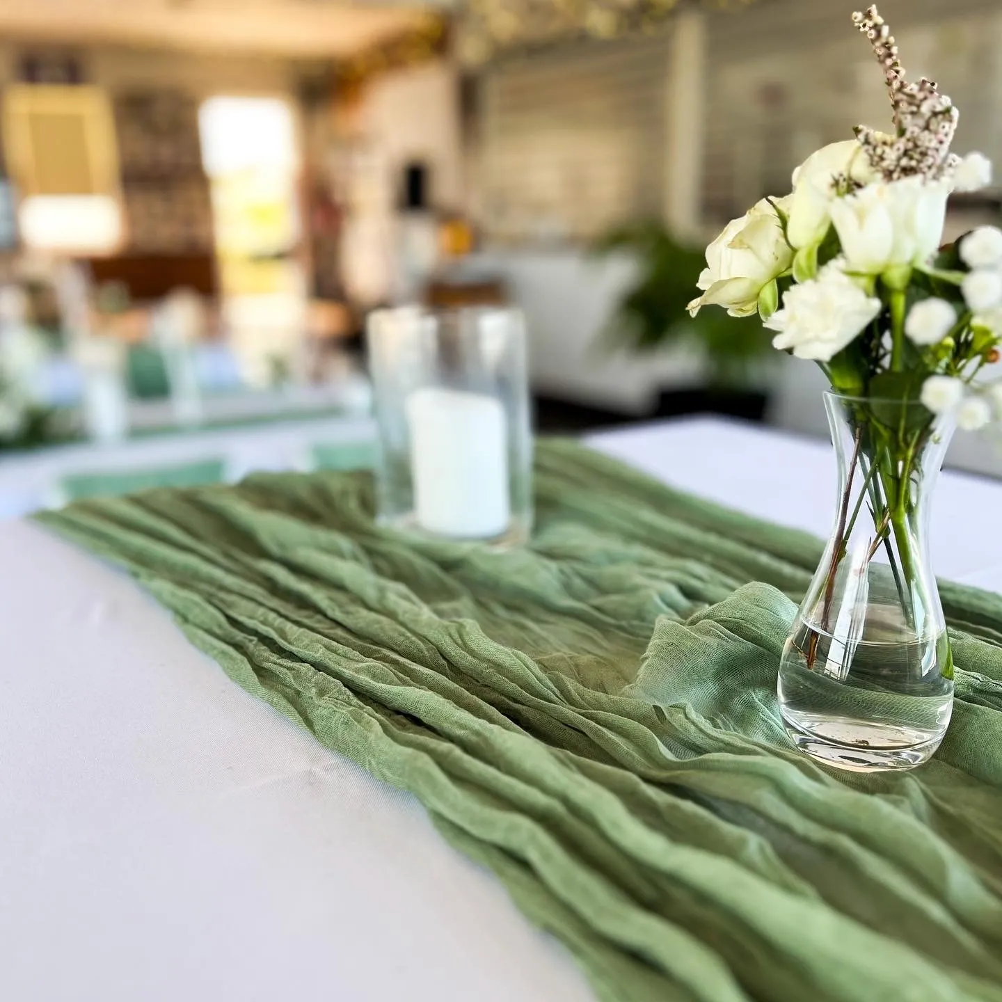 Sage Green Gauze / Cheesecloth Table Runner Wedfest Events