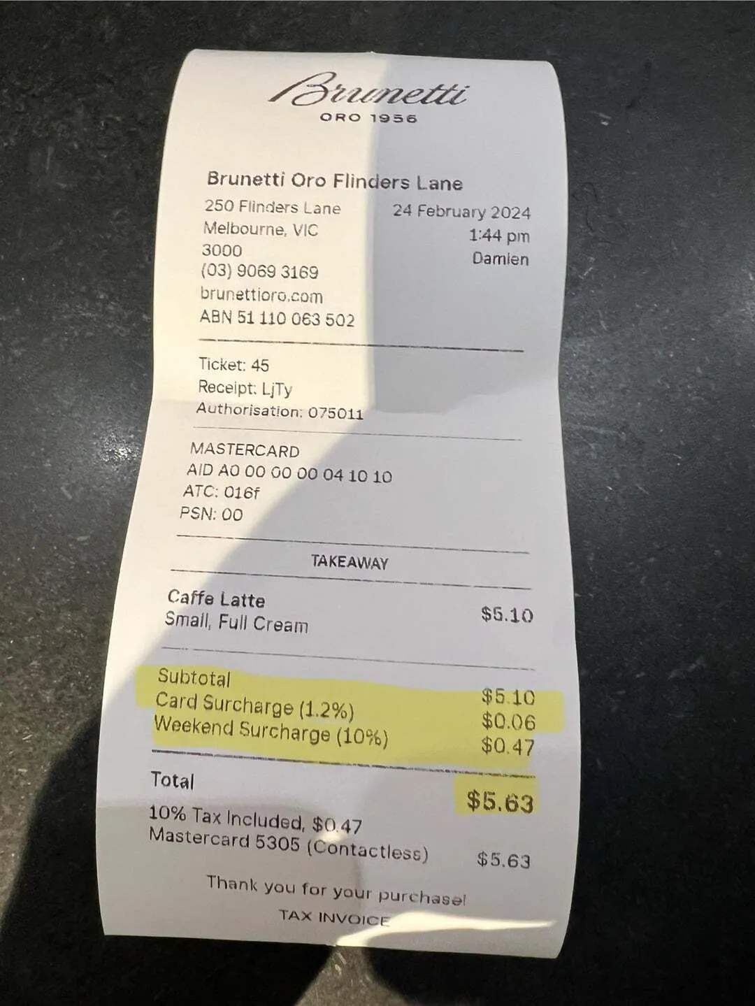 Weekend Surcharge