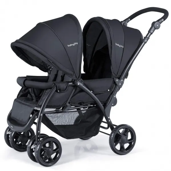 BABY JOY Double Baby Stroller, Foldable Double Seat Tandem Stroller