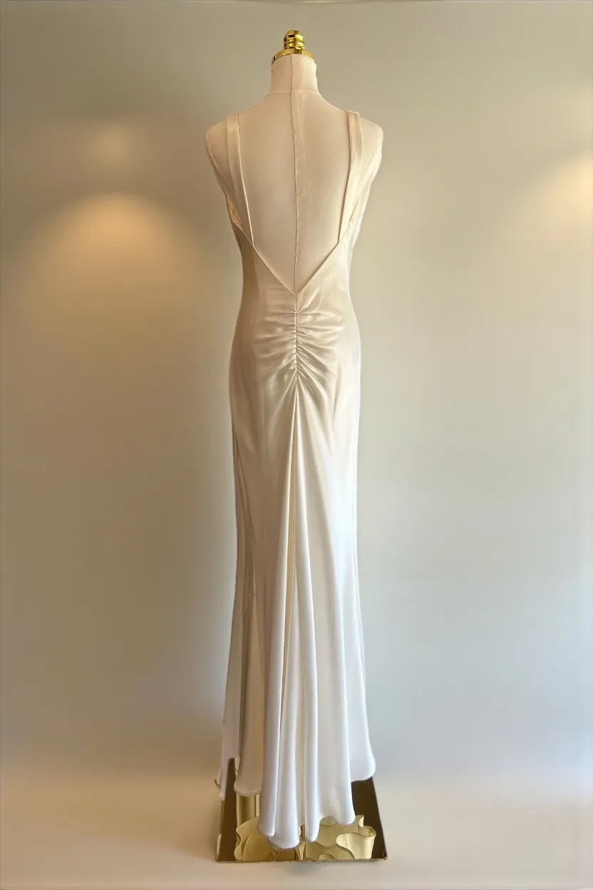 Drape neck satin dress