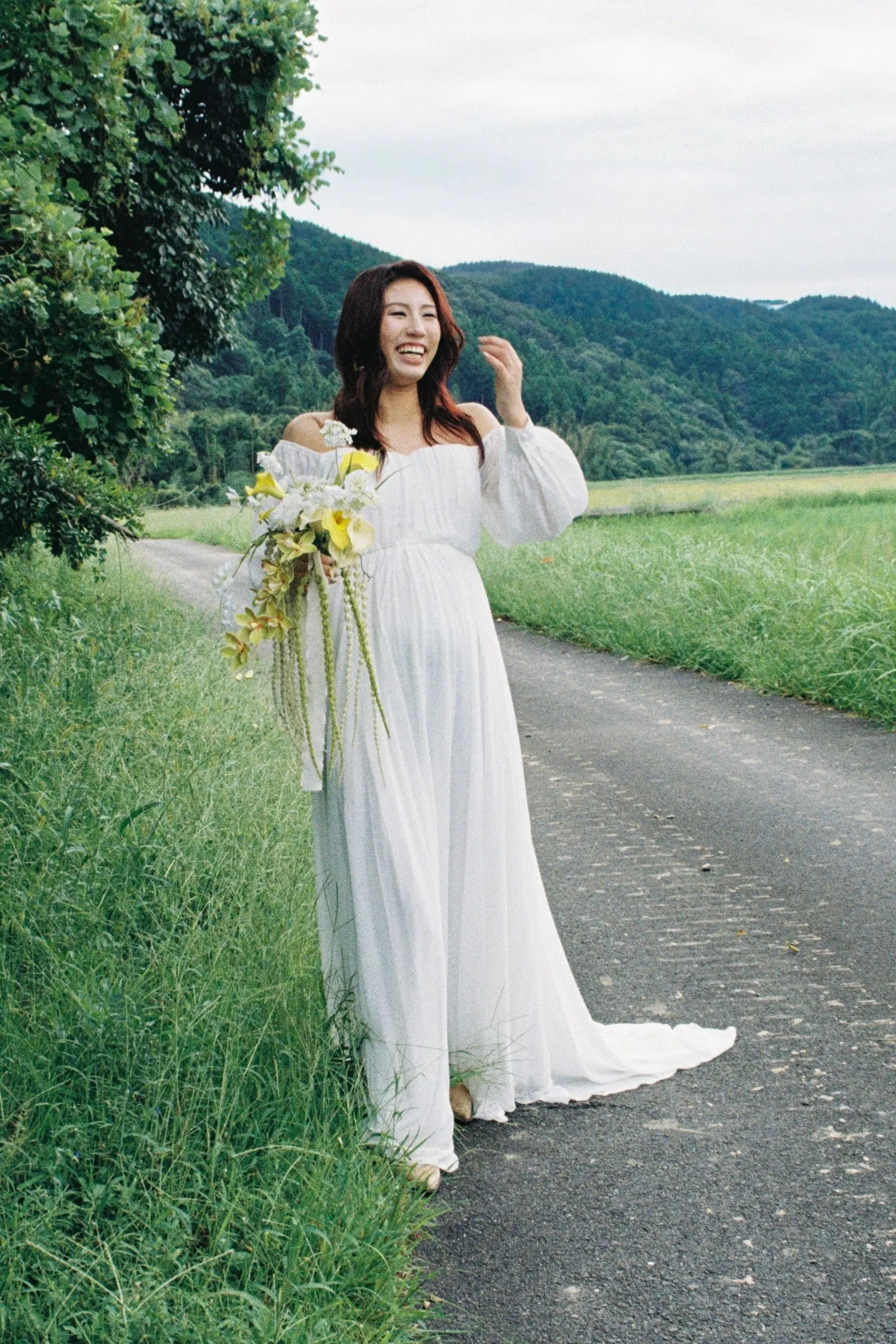 Square-neck chiffon dress