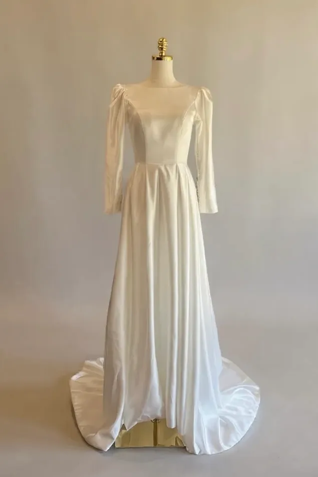 Long sleeve satin dress