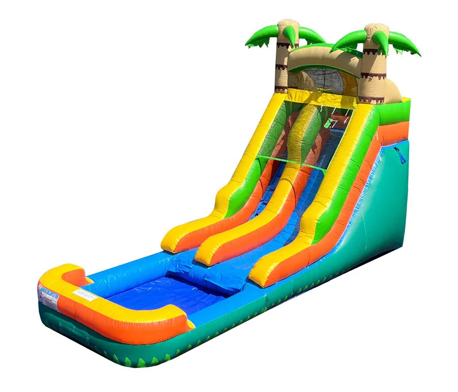 Tropical Inflatable Slide with Splash Pool