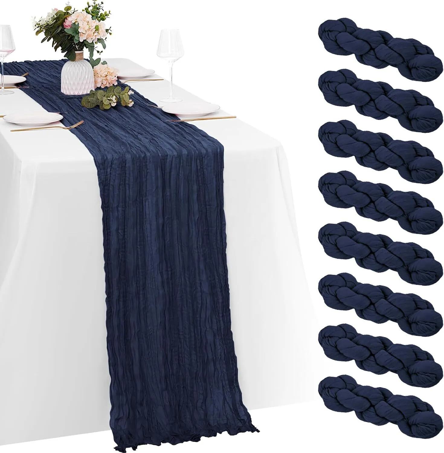 Navy Blue Cheesecloth Runner 20 x 120