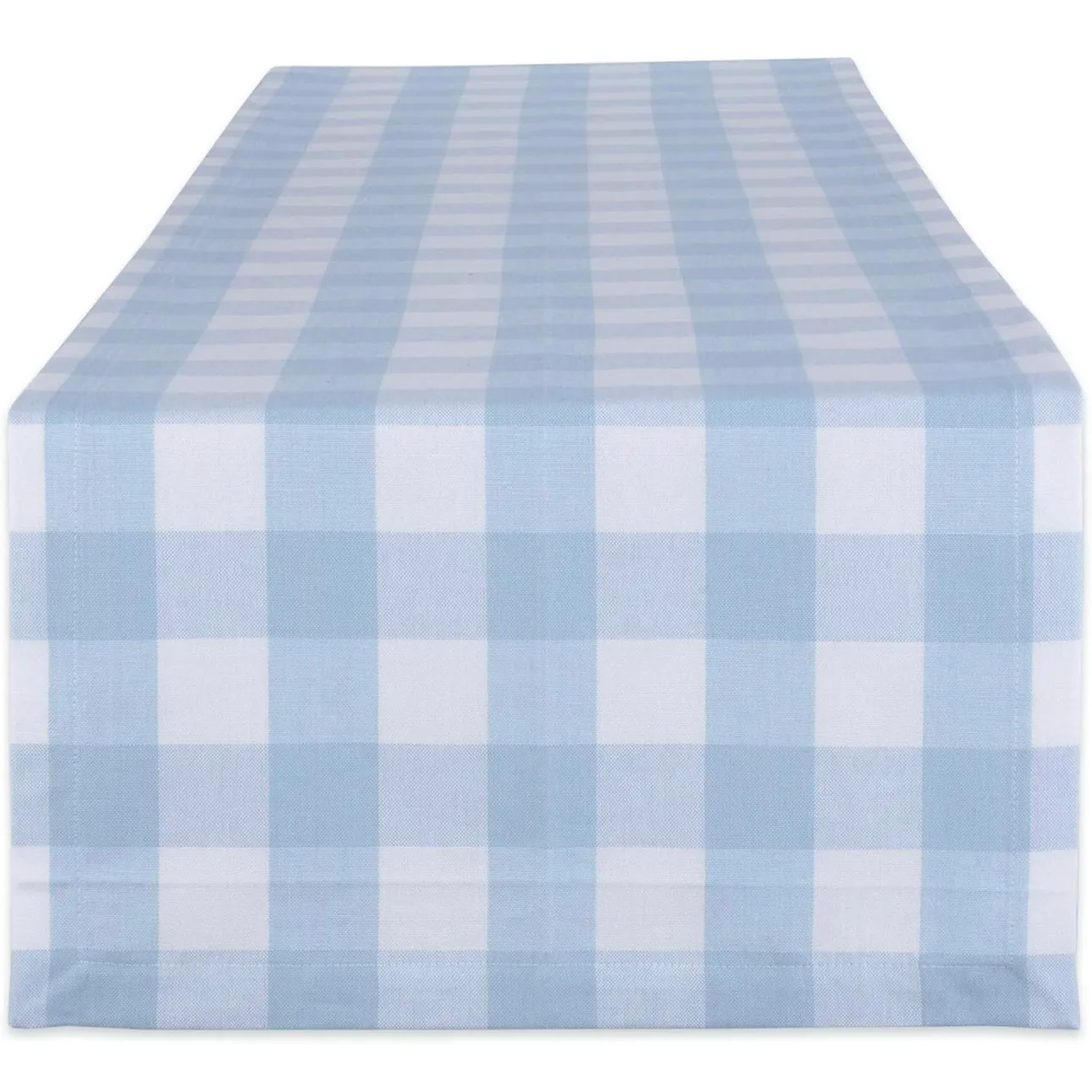 72 x 14  Light Blue Buffalo Plaid Runner