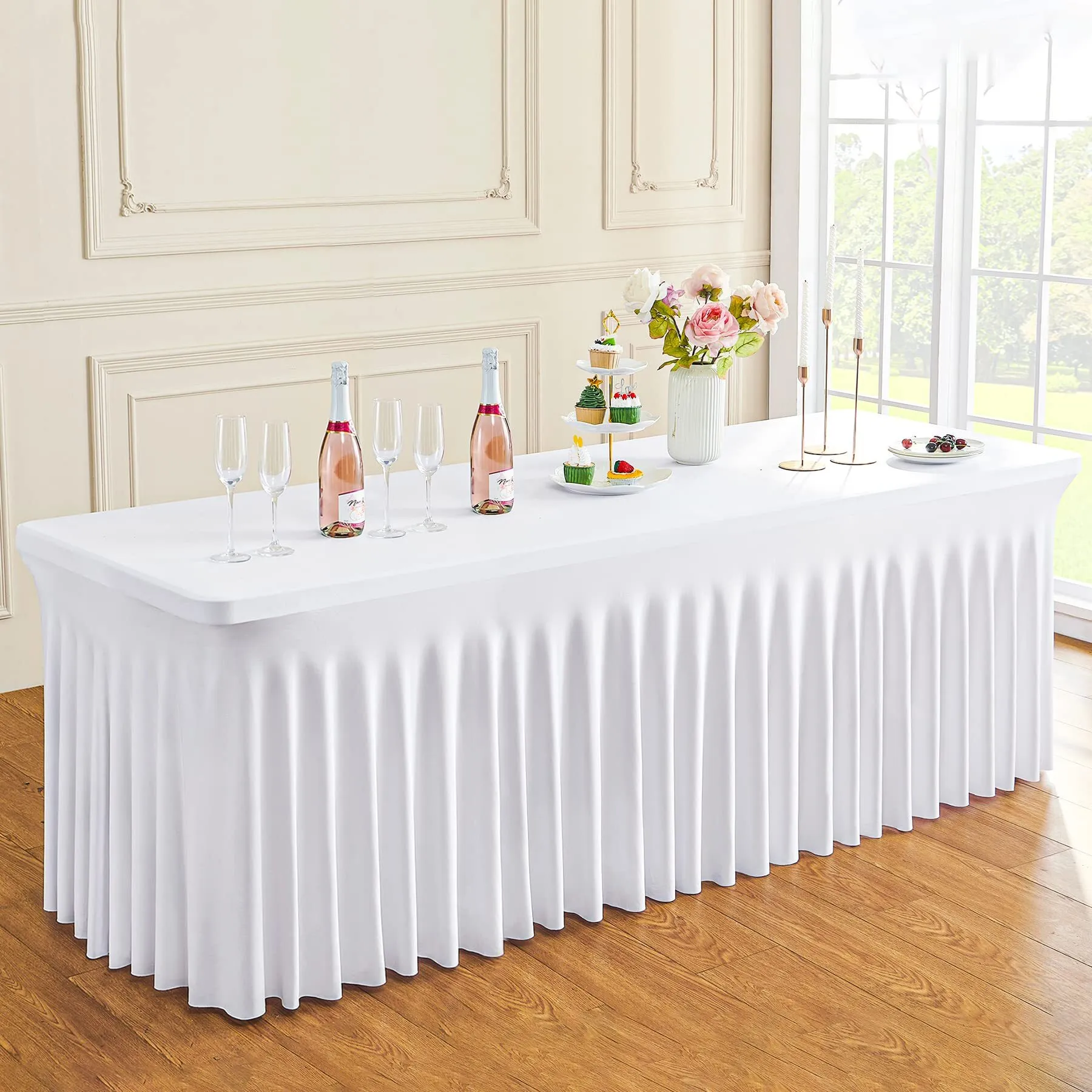 8ft Spandex Buffet Linen with Skirt