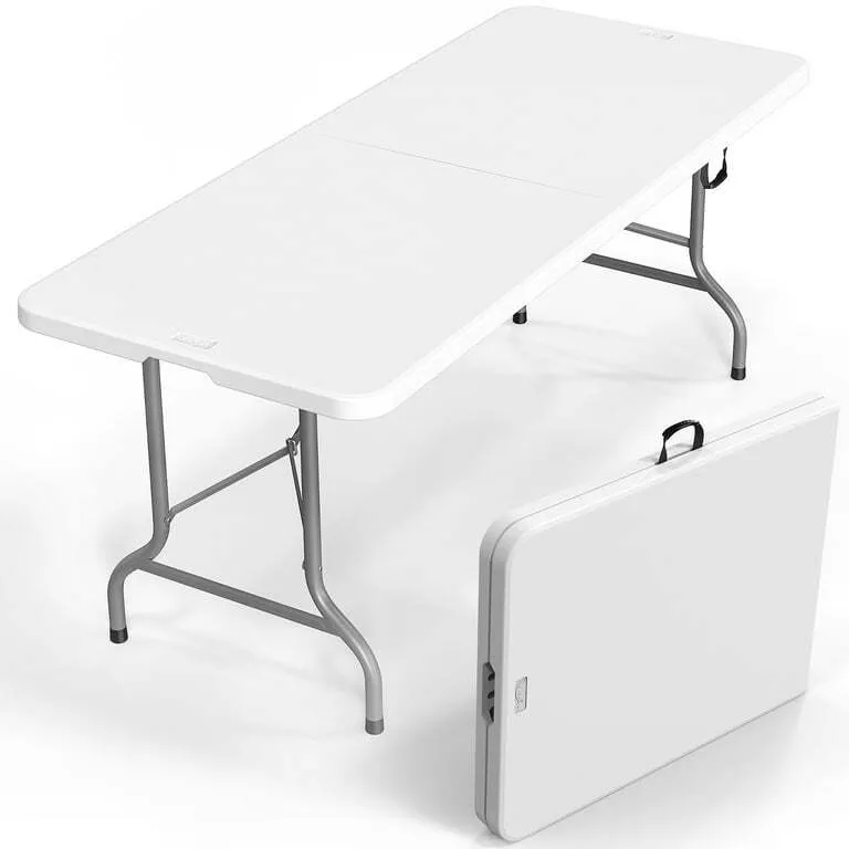 6 Foot White Rectangular Table