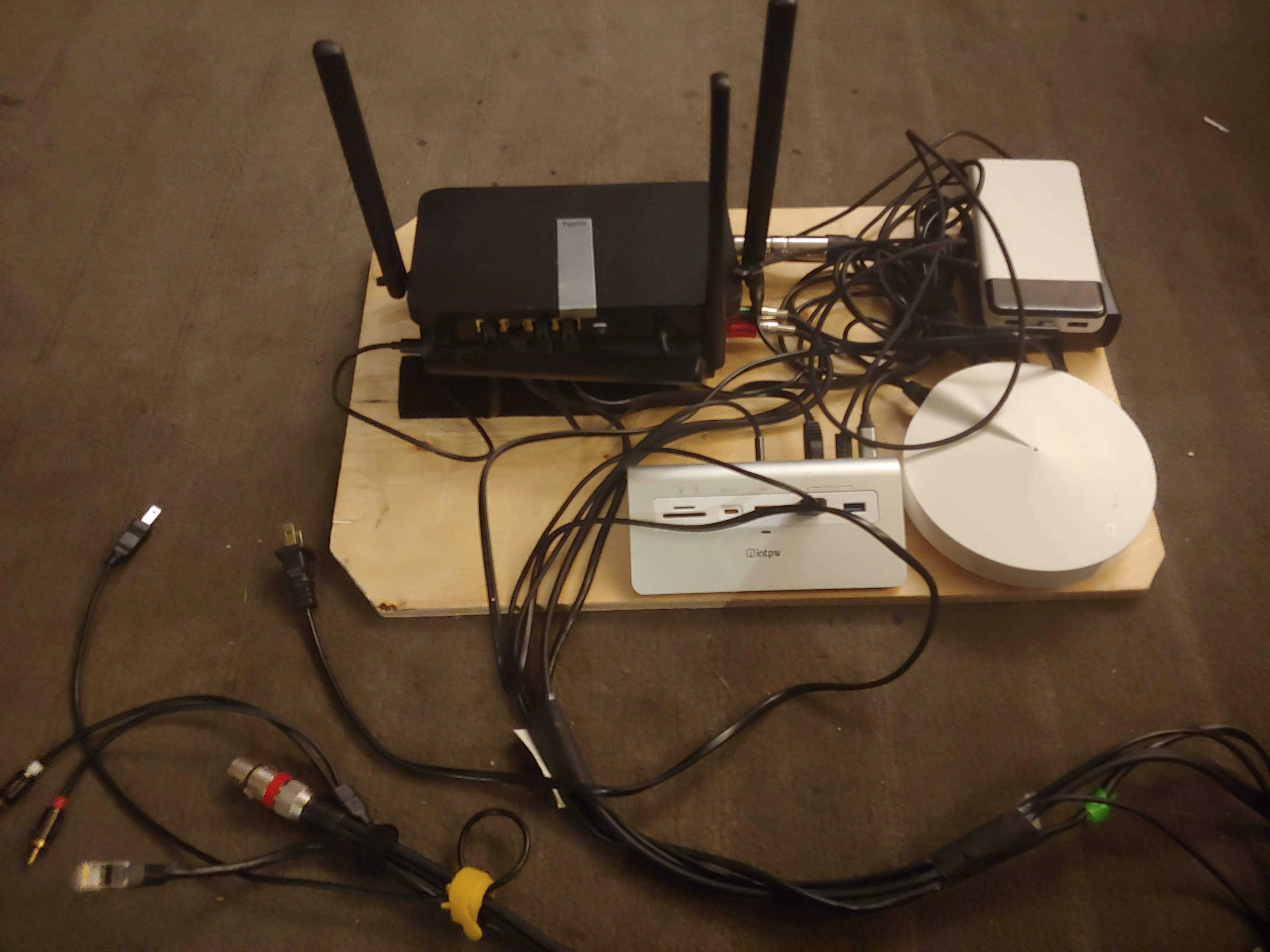 Celular Router + Lighting Controller + Chargers + Laptop