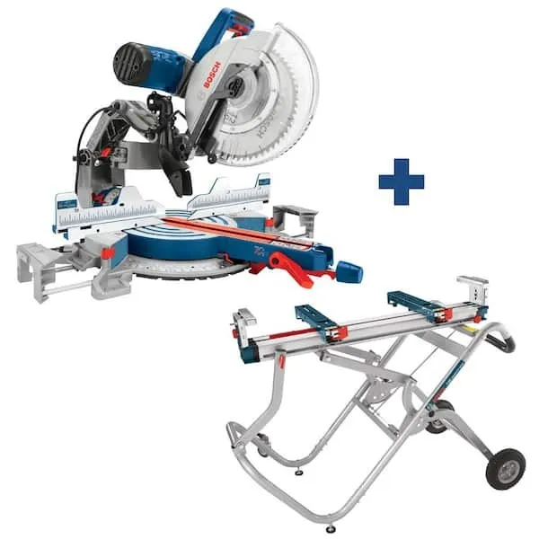 12" Double Bevel Miter Saw Blue and Stand