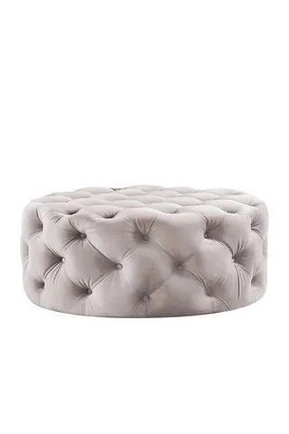 Plush Velvet Ottoman - Pearl White