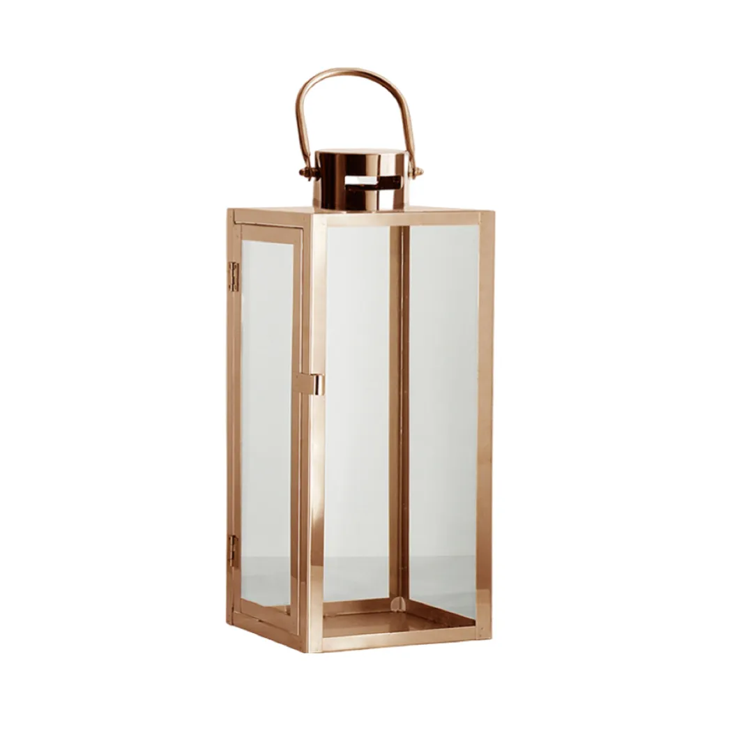 Rose Gold Lantern - 17.5×16.5×41cmH