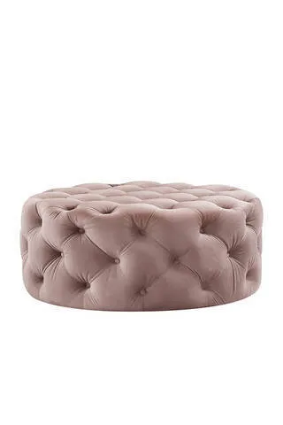 Plush Velvet Ottoman - Blush Pink