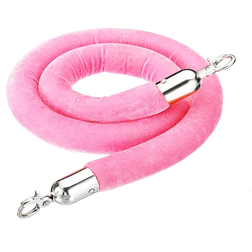 Pink Velvet Rope with Silver Hook - for Bollards 