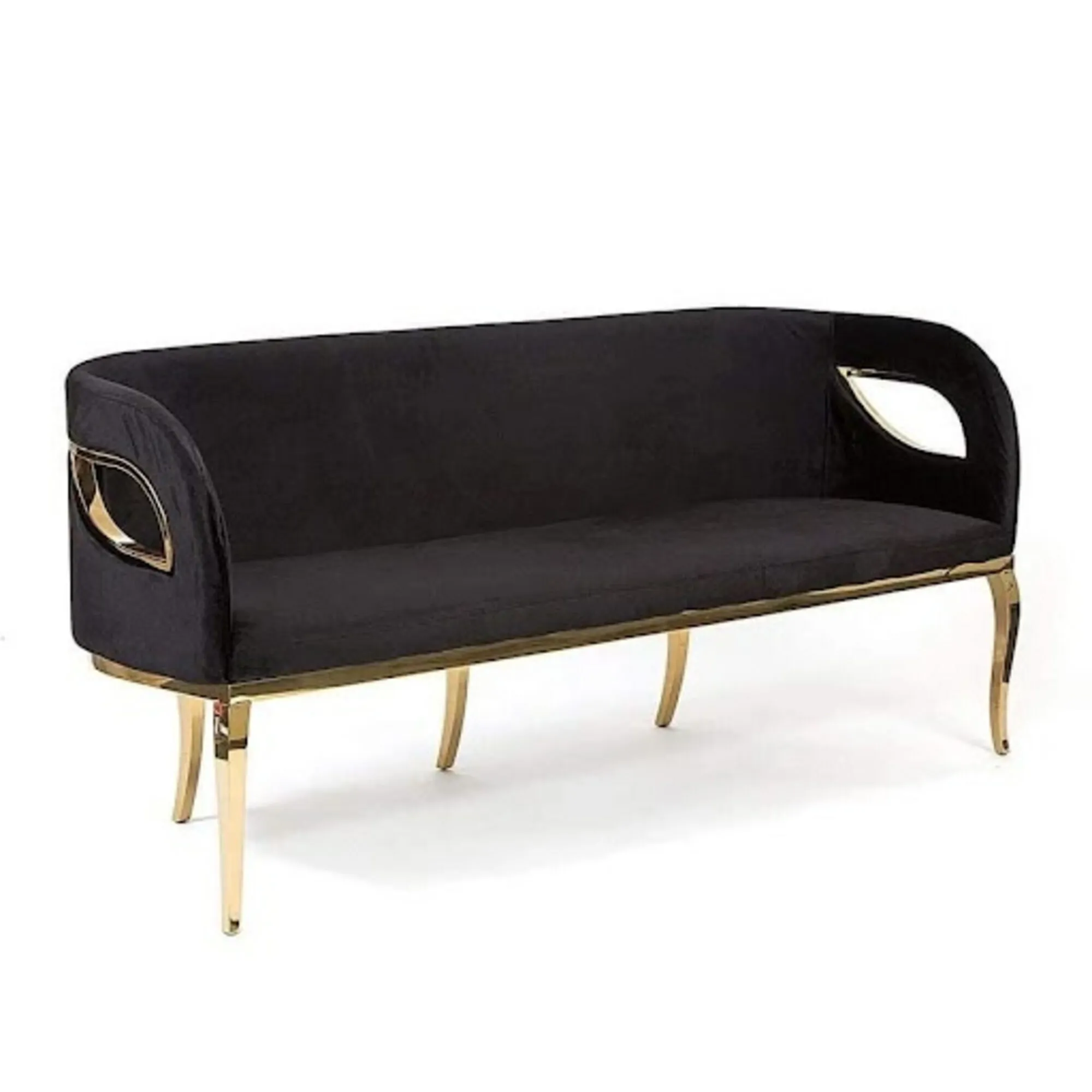 Velvet Black and Gold Sofa The Luxe Rental Collective