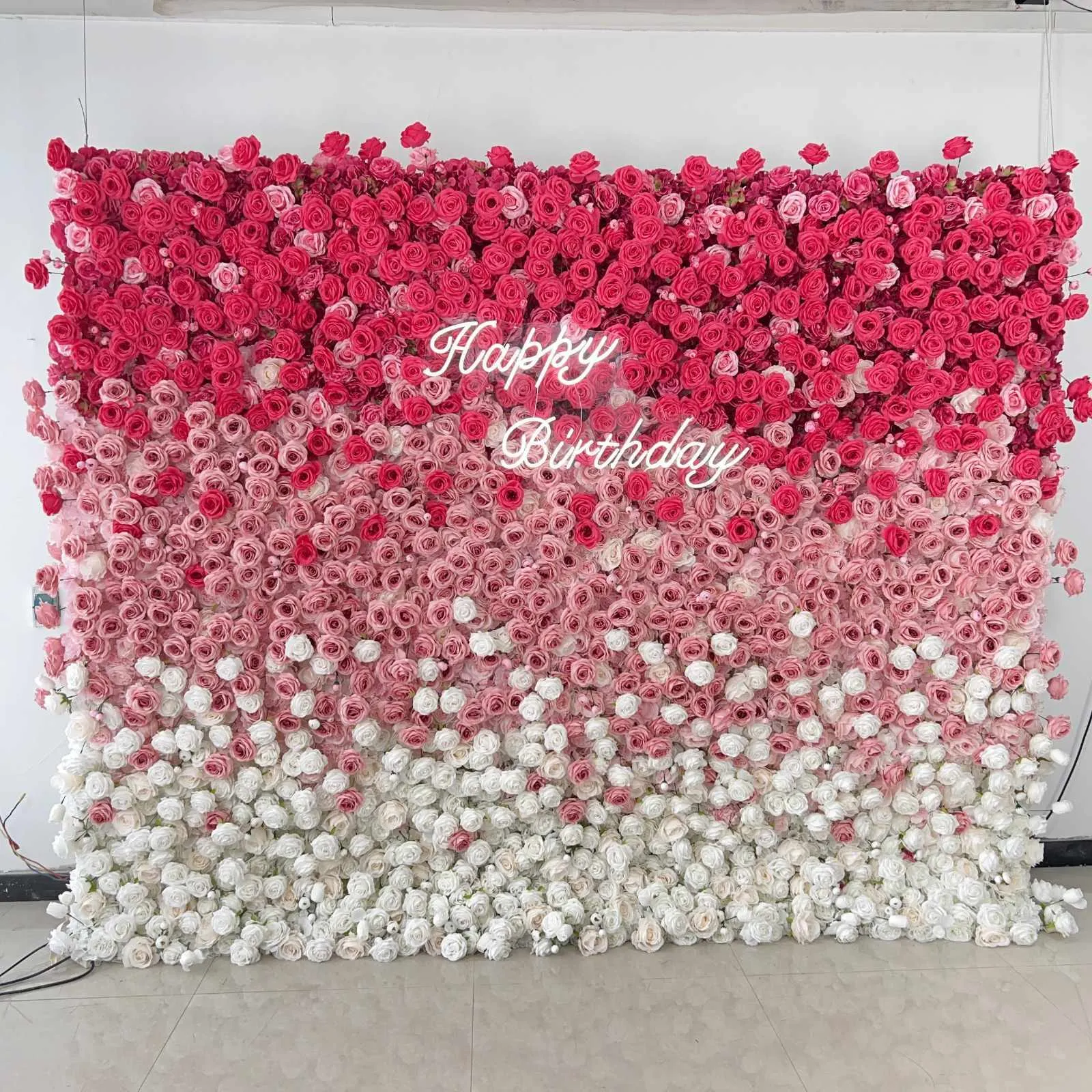 5d pink ombre flower wall The Luxe Rental Collective