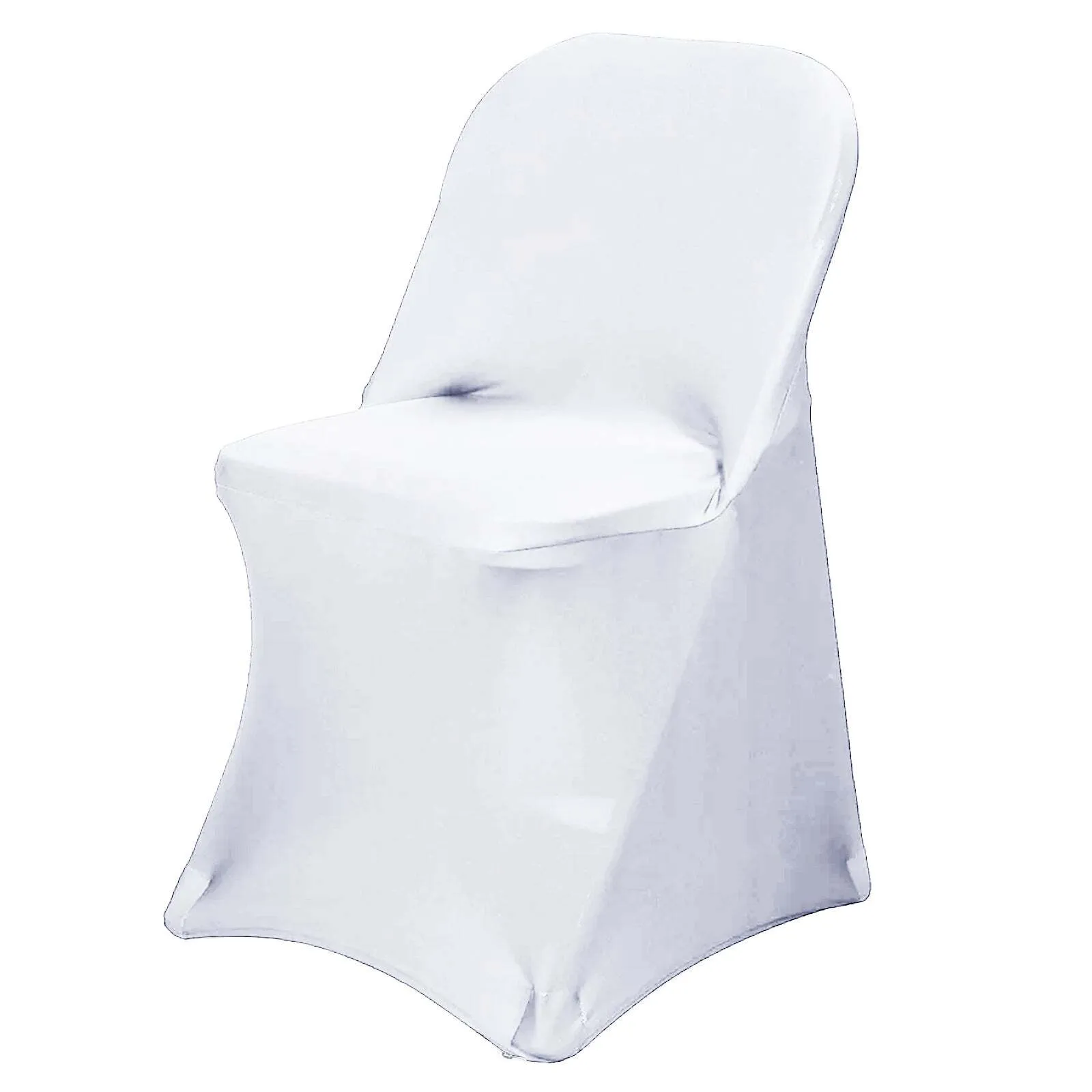 White Spandex Stretch Fitted Folding Slip On Chair Cover