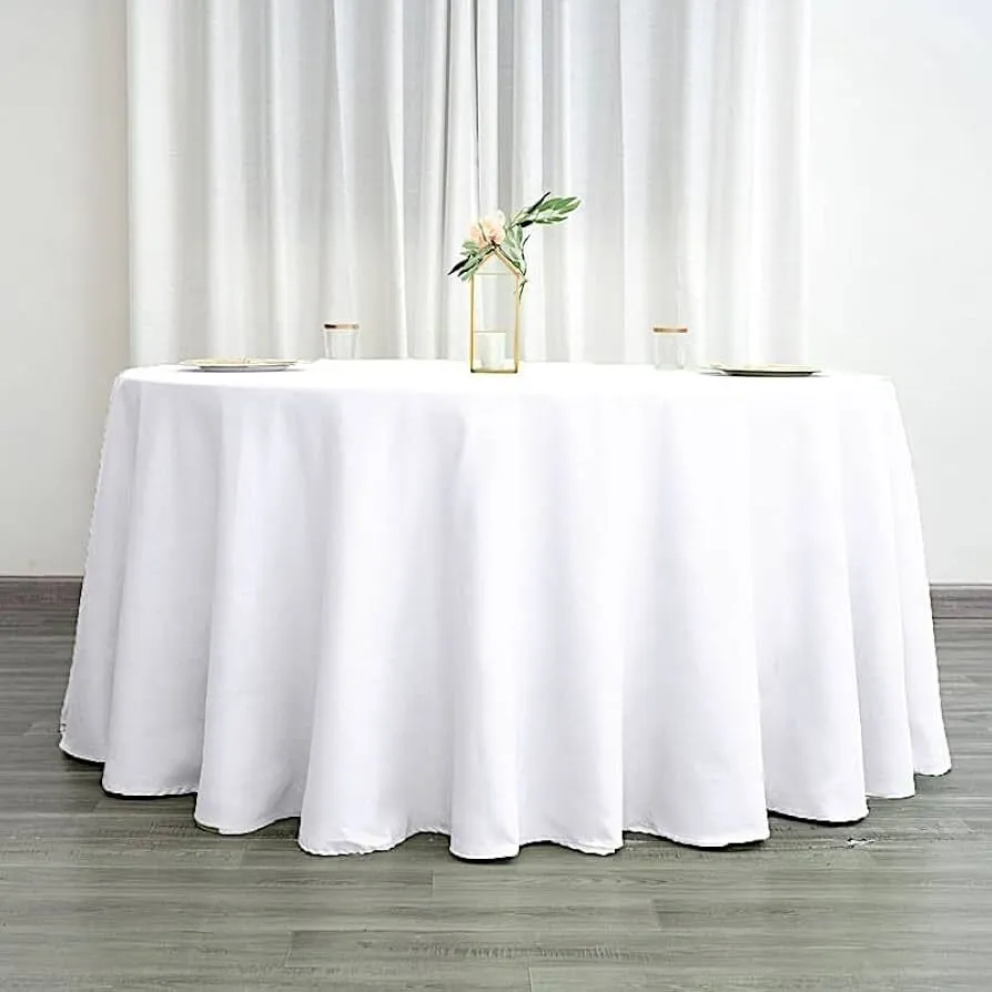 Round White Polyester Table Linens