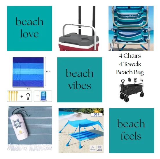 Luxury Beach Package - Canopy (4 Chairs) - Small Rolling Cooler