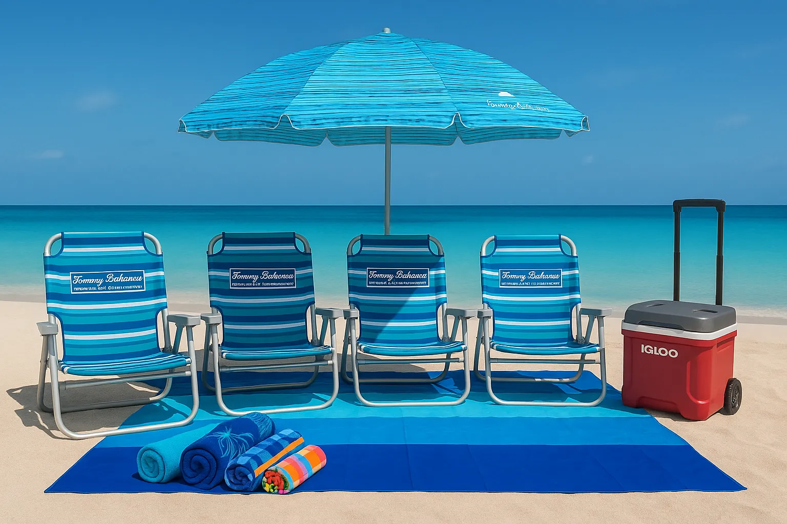 Beach Day Package - (4 Chairs) - Small Rolling Cooler