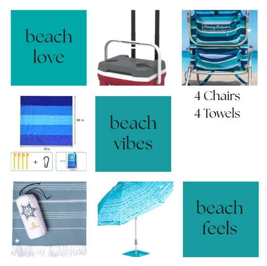 Beach Day Package - (4 Chairs) - Small Rolling Cooler