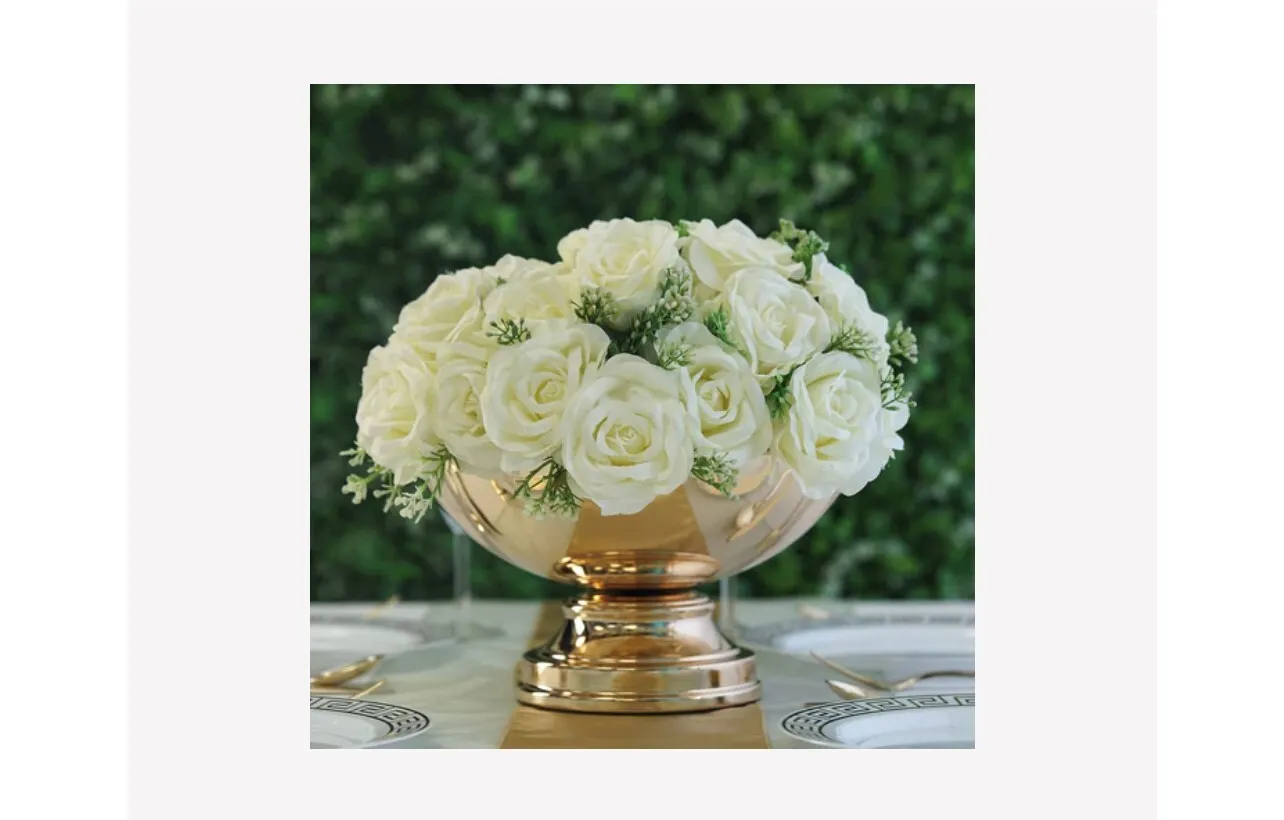 Gold Metal Pedestal Display Bowl 12"