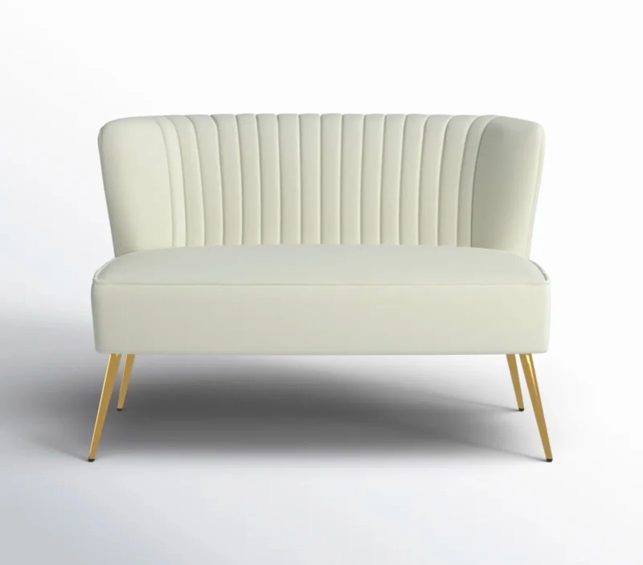 Cream Velvet Modern Loveseat