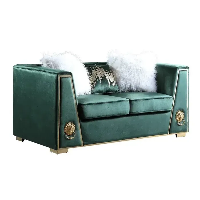 Green velvet sofa