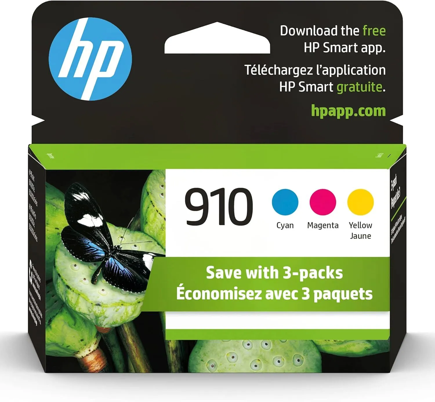 HP 910 Cyan, Magenta, Yellow Ink Cartridges (3-pack)