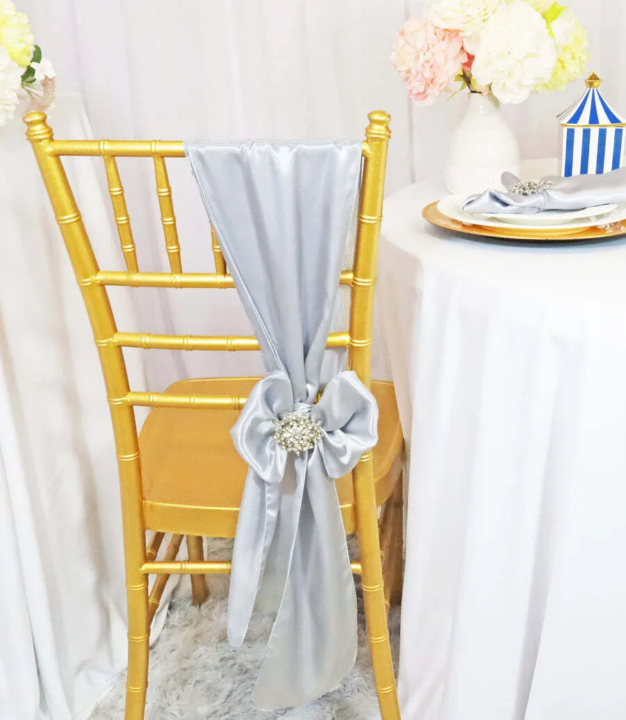 PLATINIUM SILVER  SATIN  SASH 8''X108''