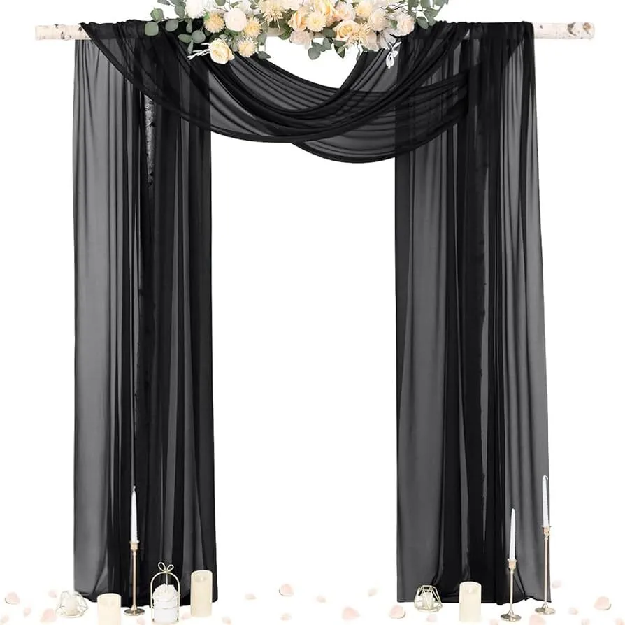 BLACK VOILE DRAPES 12''H X 52'' W