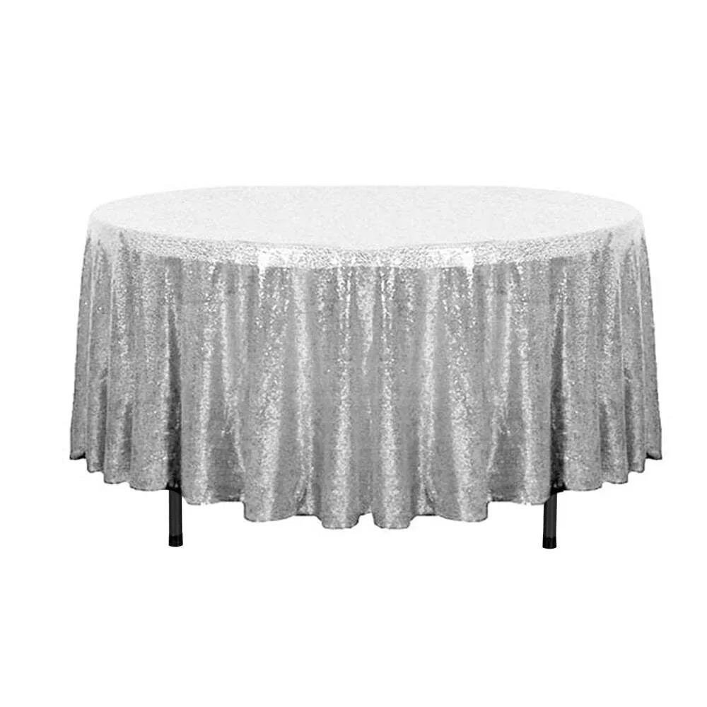 Silver Sequin Round 108''
