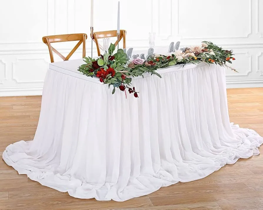 WHITE CHIFFON TABLESKIRT 17'