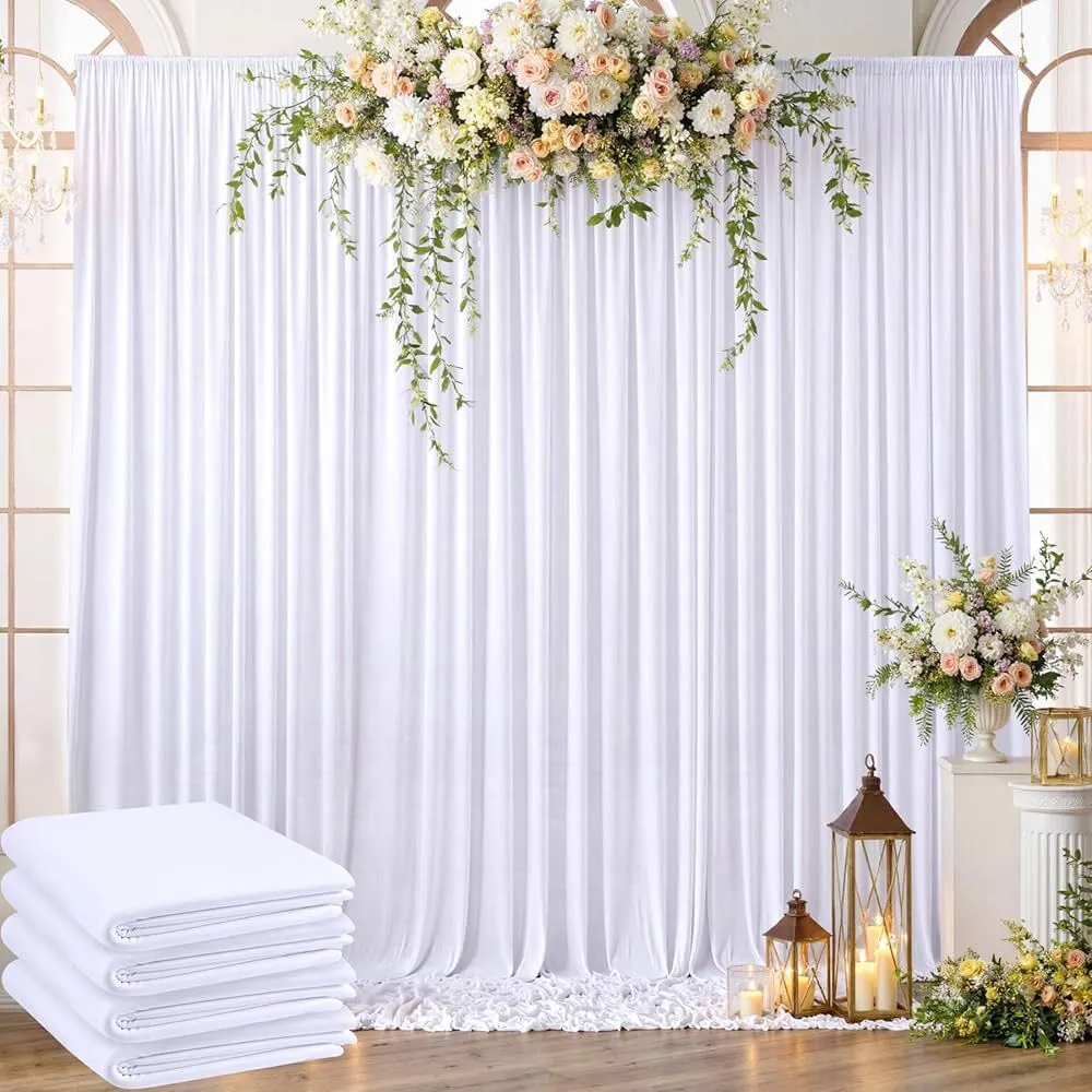 WHITE WRINKLE FREE DRAPES 10'H x 5' W