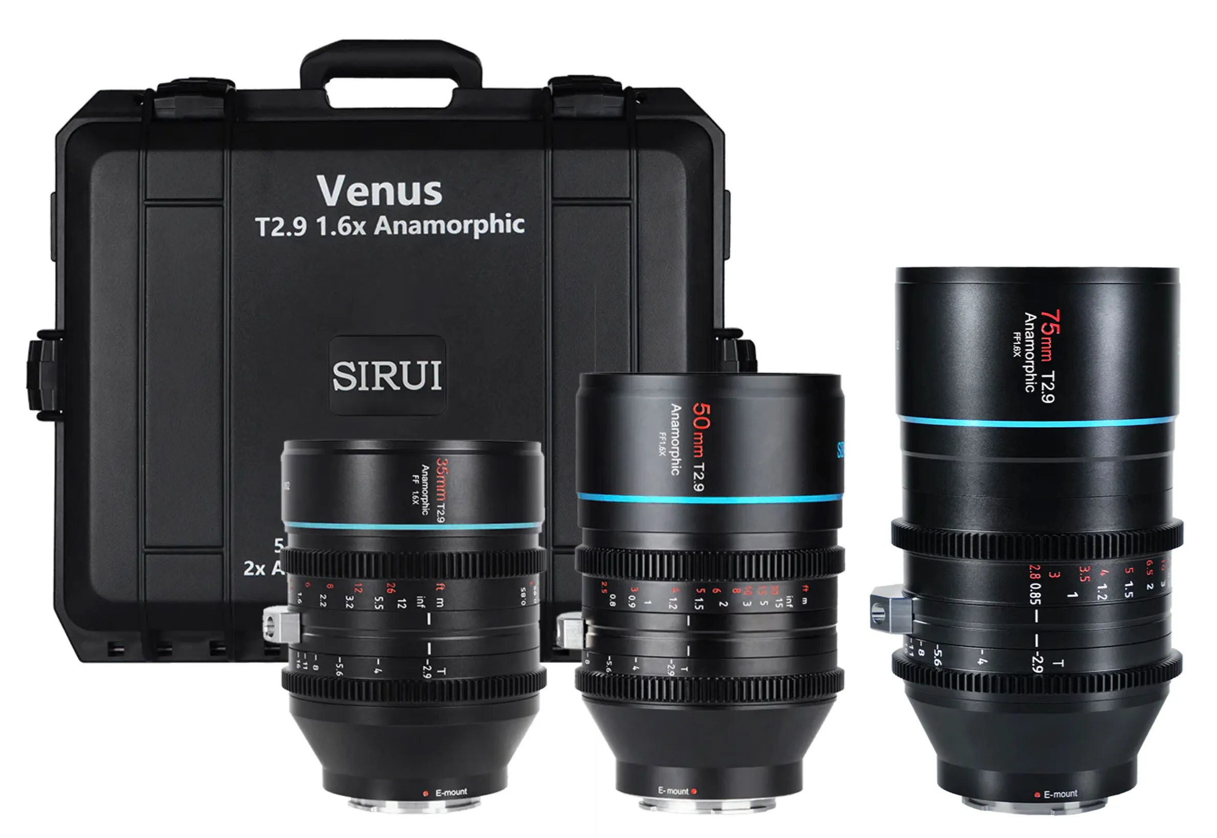 Sirui T2.9 1.6x Full-Frame Anamorphic 3-Lens Set