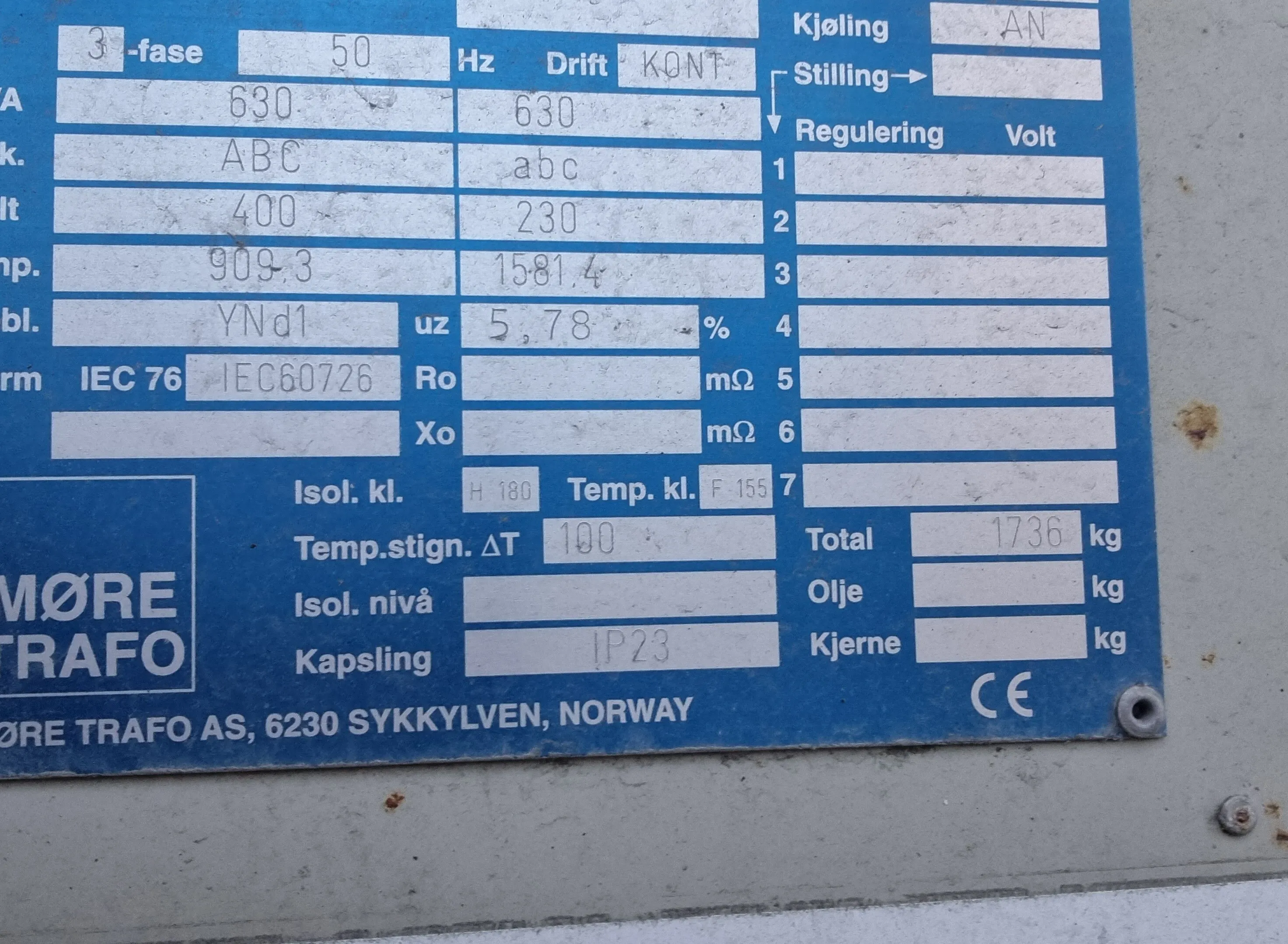 Trafo 630 kva LTC 630