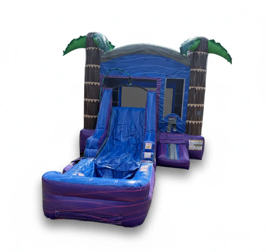 Purple Tropical Combo Palm Slide Bouncer